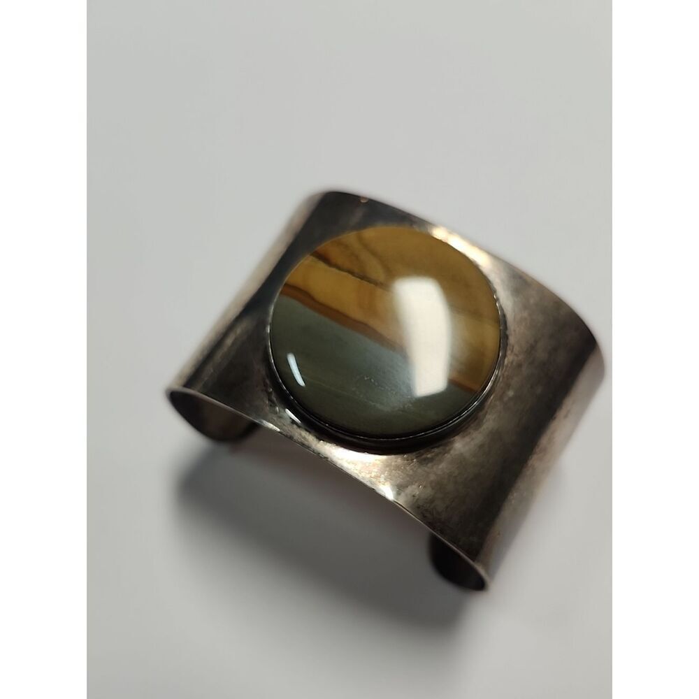 Sterling Silver Jasper Wide Cuff Bracelet
